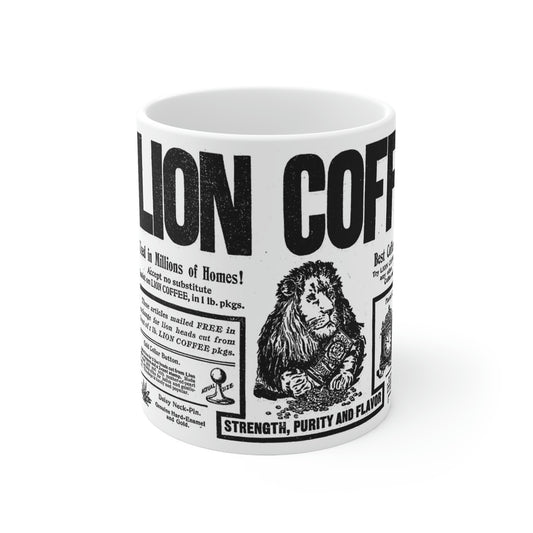 "Lion Coffee" Newspaper Ad Mug